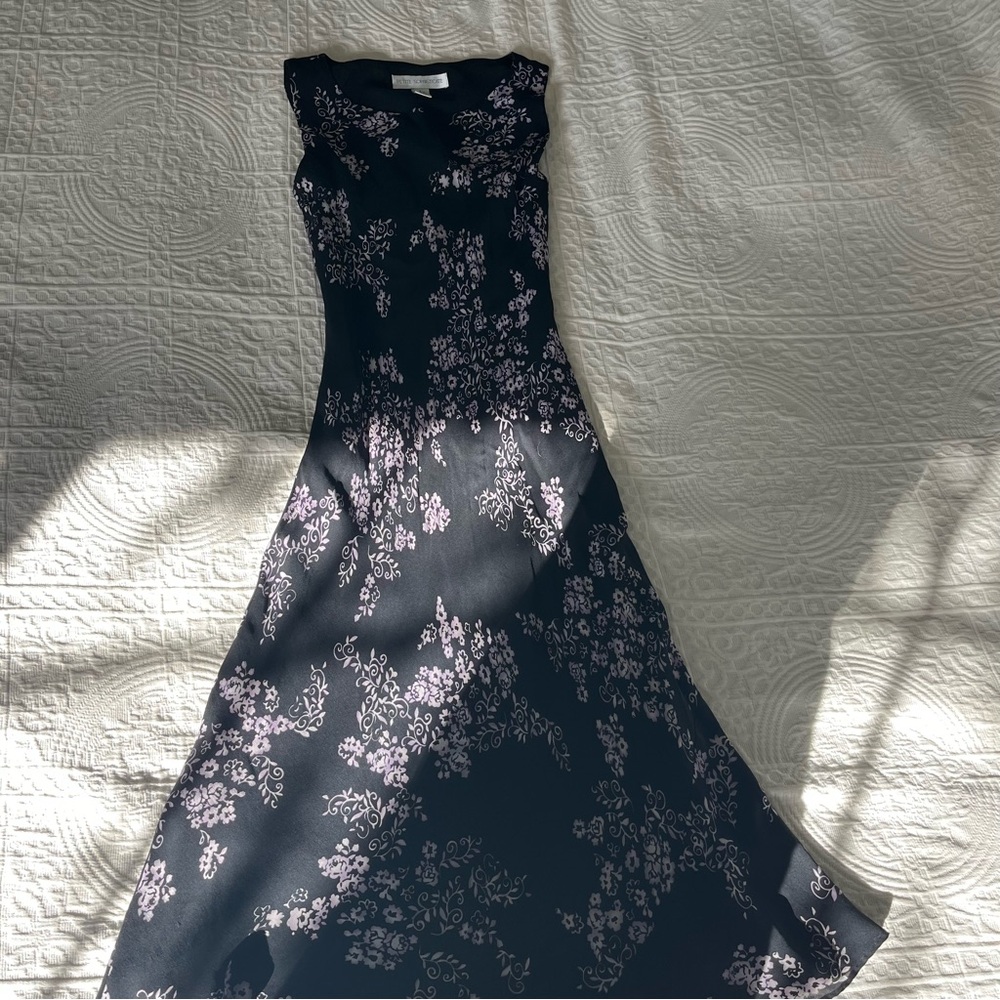 Petite Sophisticate Black and Pink Floral Mini Dress